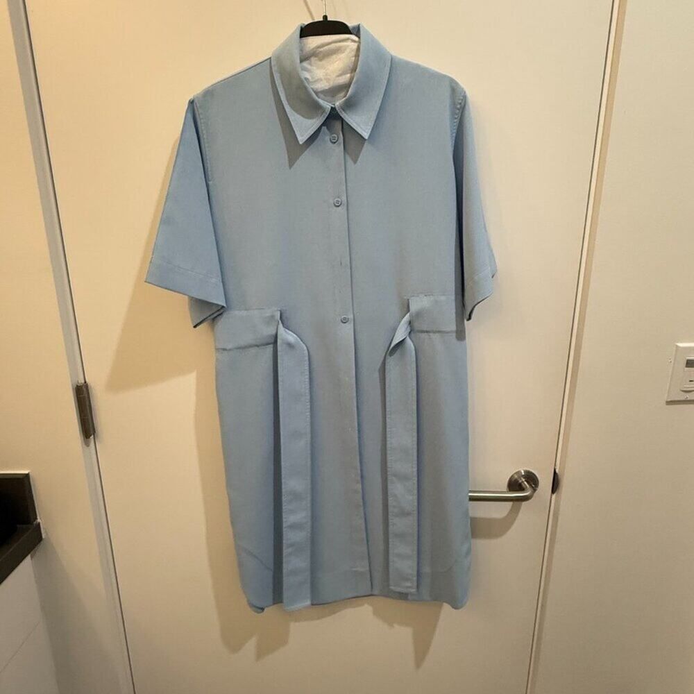 Acne Studios Light Blue Oversized Belted Shirt Dress Size S — Minimalist Scandi - Picture 2 of 8
